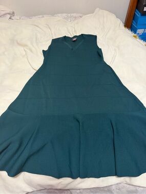 Vince Camino Sleeveless V-Neck Flared Sweater Midi Dress in Deep Teal Women’s XL